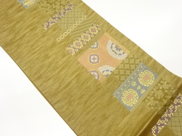JAPANESE FUKURO OBI / KIN-TOSHI / WOVEN FLOWER CREST